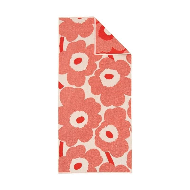 Unikko Bath Towel 70x150cm in off white, orange red