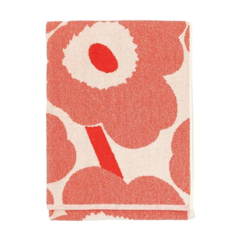 Unikko Bath Towel 70x150cm in off white, orange red
