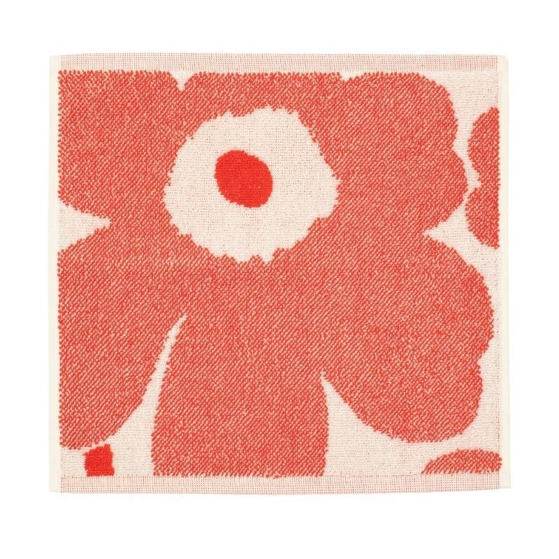 Unikko Facecloth 32x32cm in off white, orange red