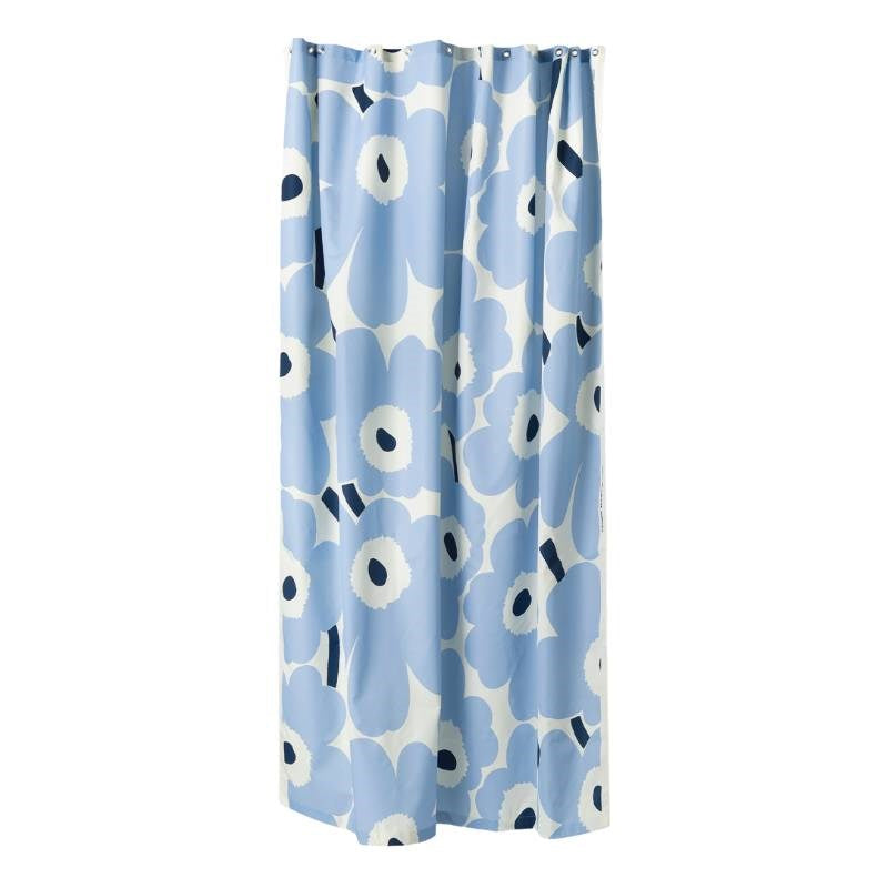 Unikko Shower curtain 180x200cm in off white, light blue, navy