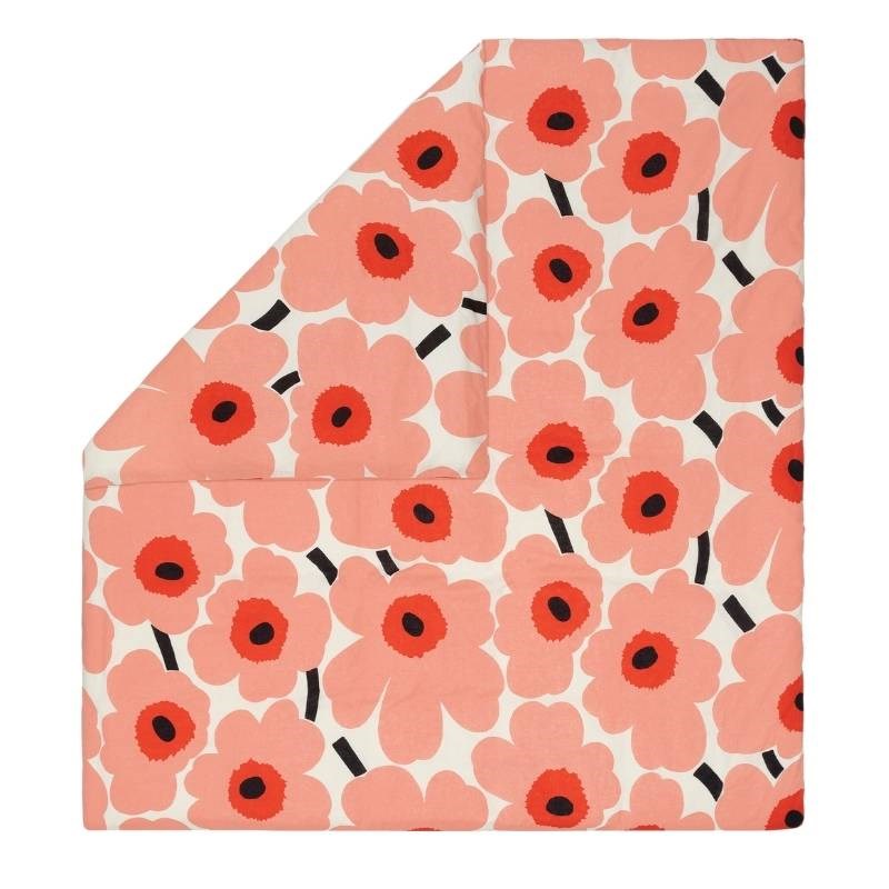 Unikko Duvet Cover in off white, coral, orange red, charcoal