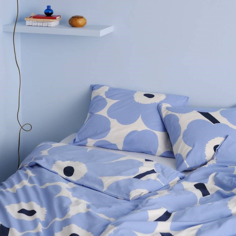 Unikko Jersey Jersey Pillow Case 50x70/75cm in off white, light blue, navy