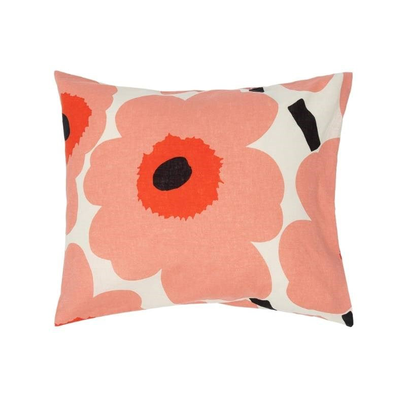 Unikko Pillow Case 50x70/75cm in off white, coral, orange red, charcoal