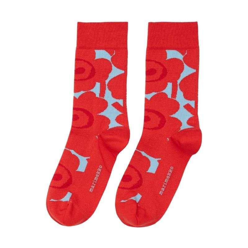Kasvaa Unikko Kioski Socks in red, blue