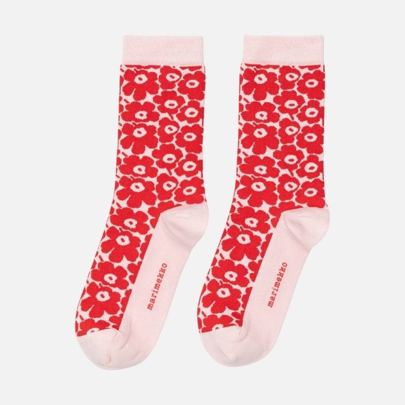 Linjaus Pikkuinen Unikko Socks in red, pink