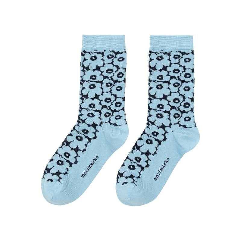 Linjaus Pikkuinen Unikko Socks in blue, black