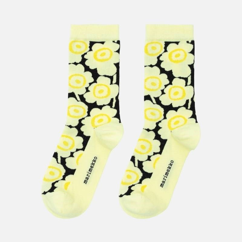 Linjaus Unikko Socks in yellow, black