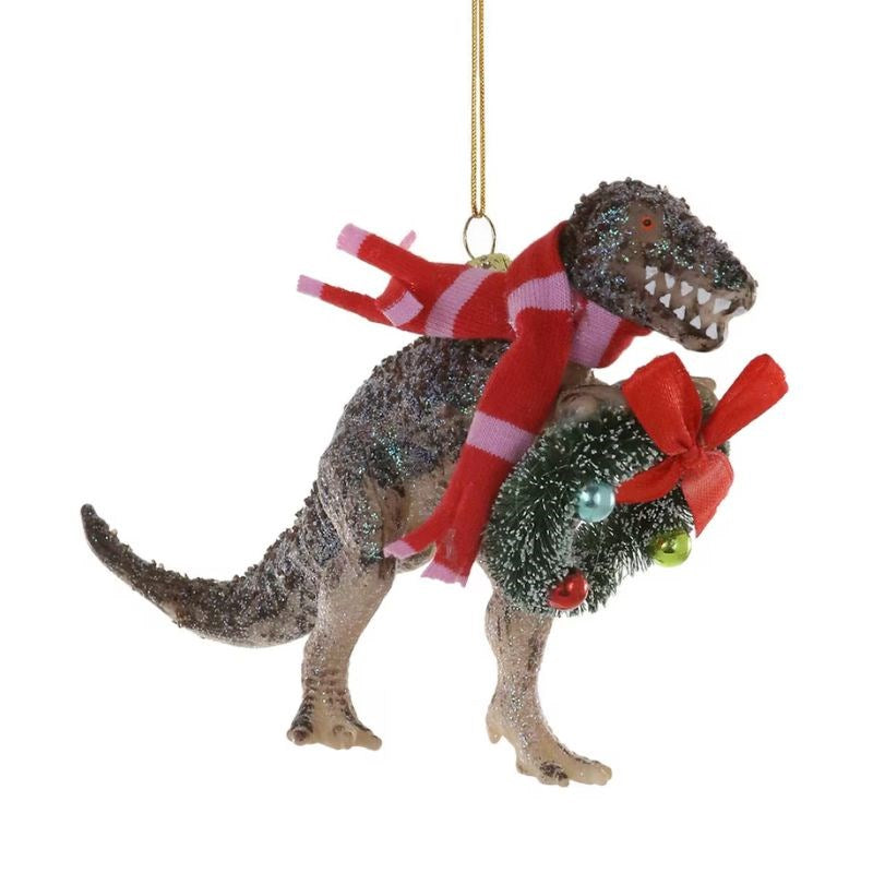 Festive T-Rex Christmas Decoration