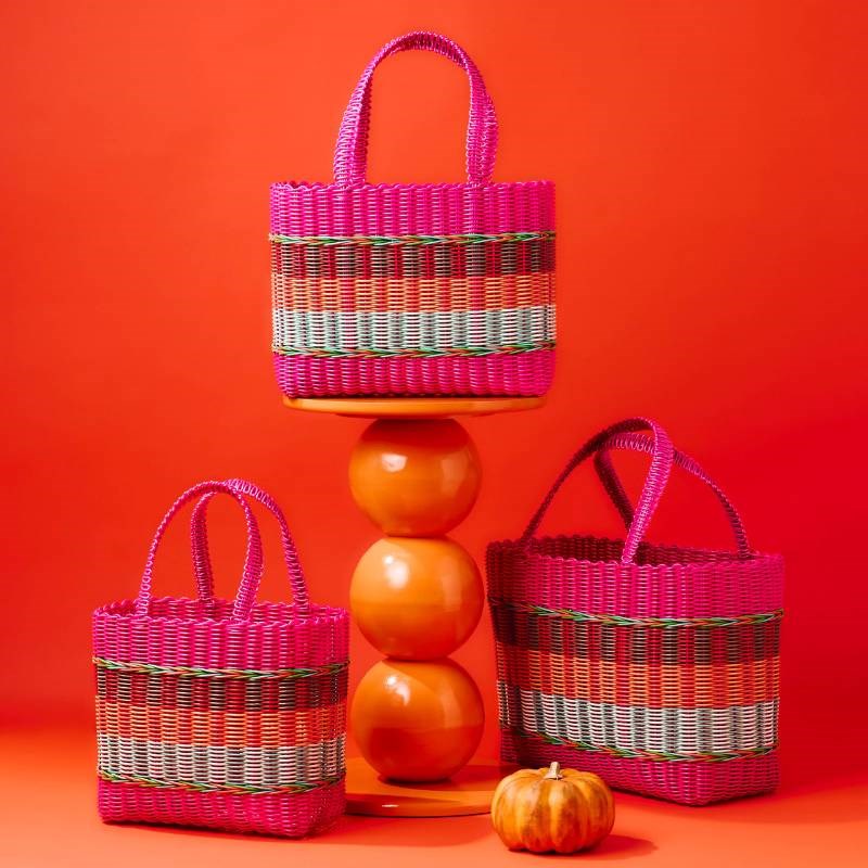 Mira Stripe Bag, large, in pink