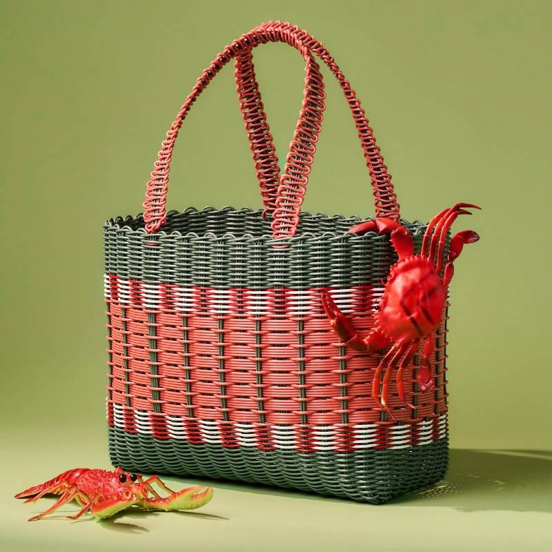 Mira Stripe Bag, large, in khaki