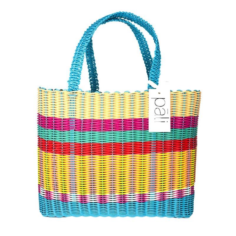 Mira Stripe Bag, large, in aqua