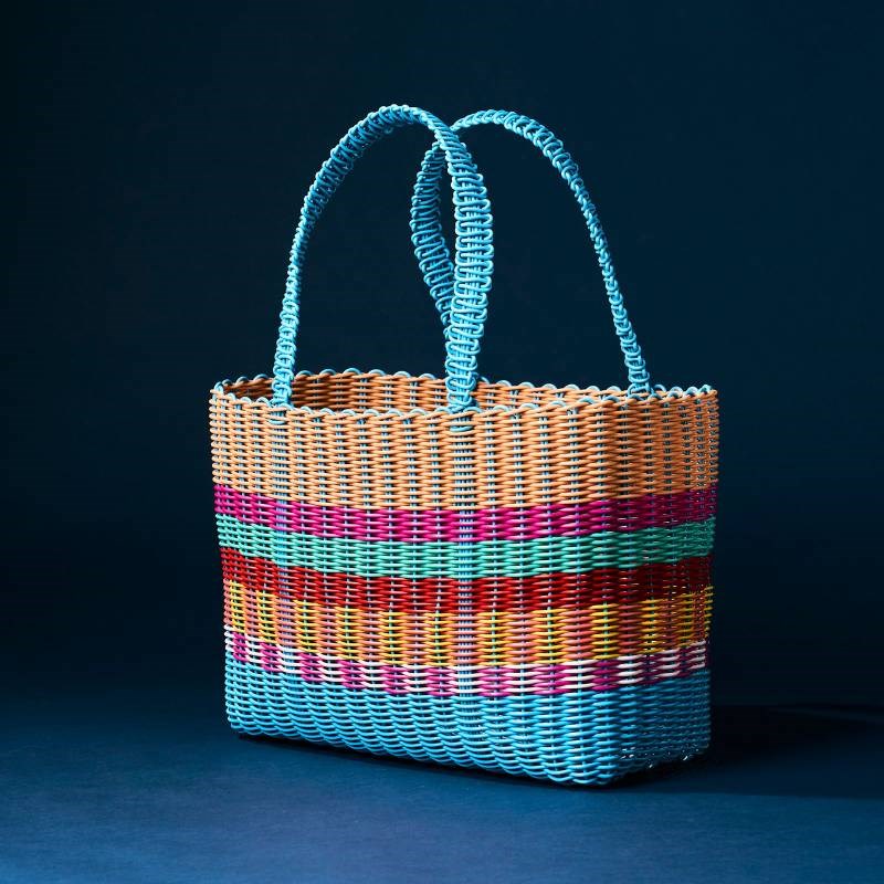 Mira Stripe Bag, large, in aqua