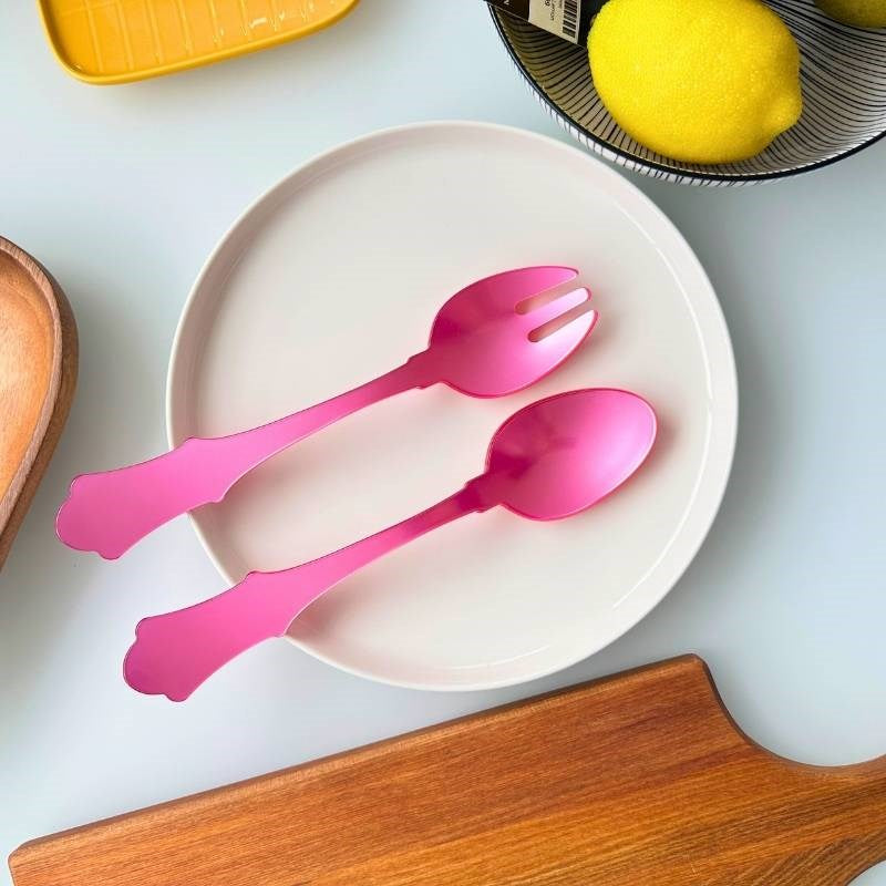 Honorine Two Piece Salad Set in pink