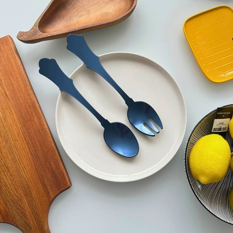 Honorine Two Piece Salad Set in steel blue