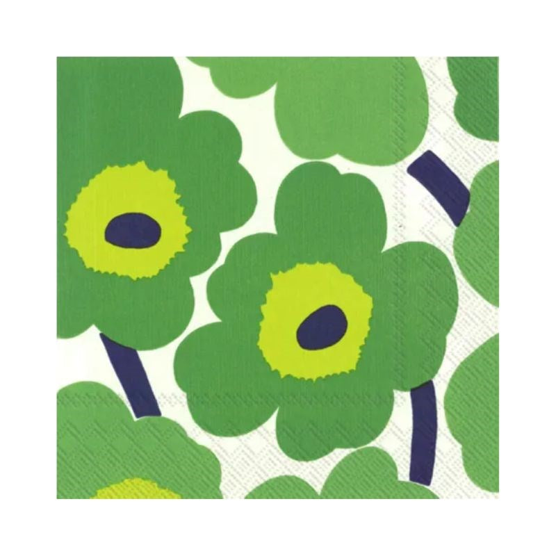 Cocktail Serviettes in Unikko green