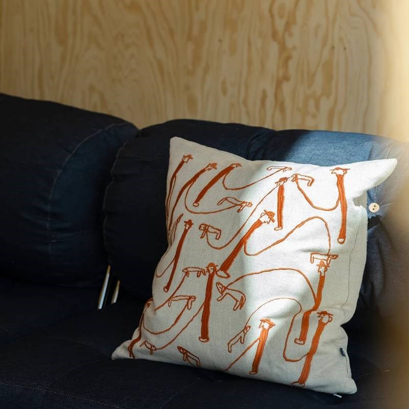 Dog Walk Embroidered Cushion Cover 48cm