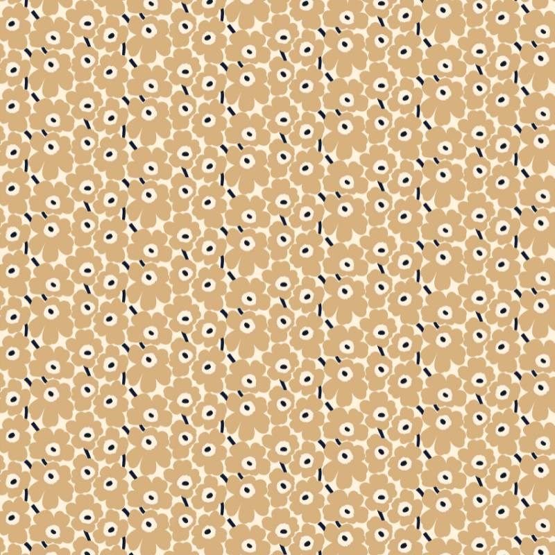 Mini Unikko Organic Cotton Fabric in natural white, beige, dark blue