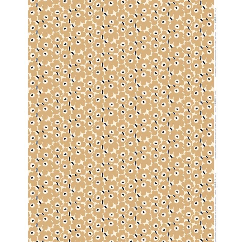 Mini Unikko Organic Cotton Fabric in natural white, beige, dark blue