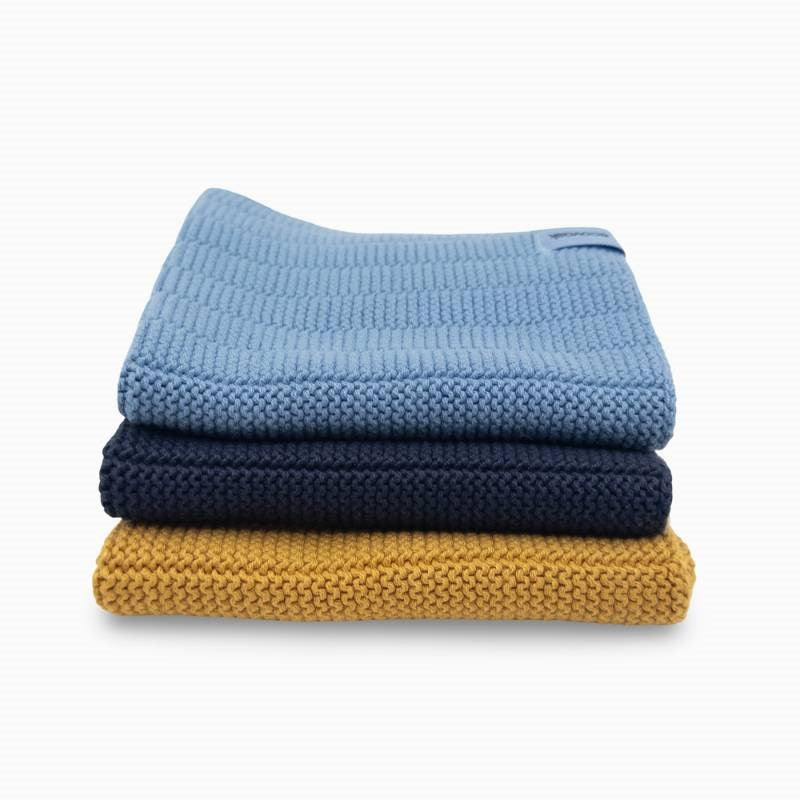 Beachy Organic Knitted Dishcloths - set of 3