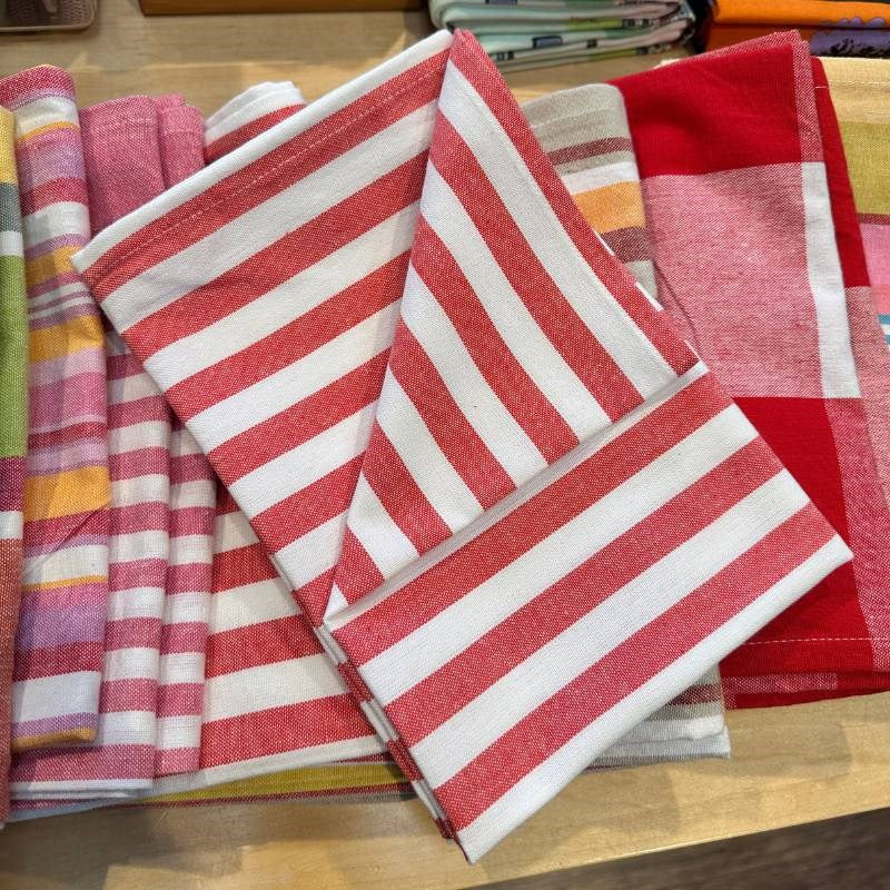 Red and White Stripe Tea Towel