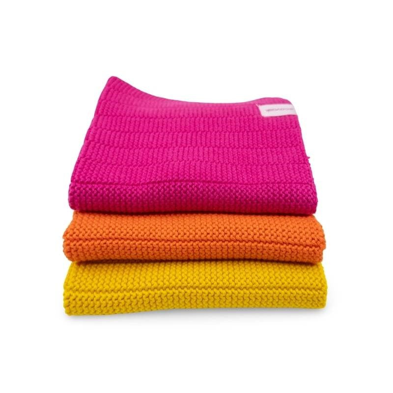 Sorbet Organic Knitted Dishcloths - set of 3