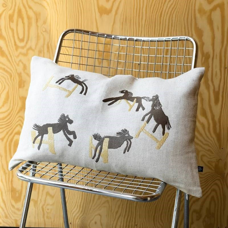 Jumping Horse Embroidered Cushion Cover 60x40cm