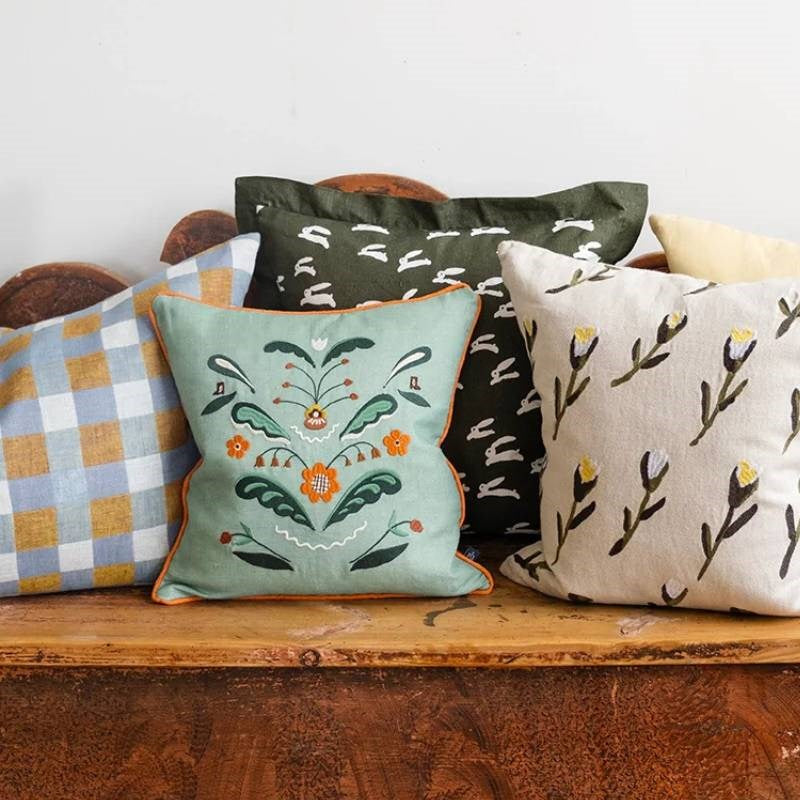 Rabbit Cushion Cover 48cm in green