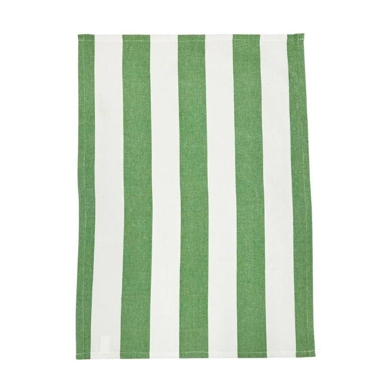Apple Green and White Stripe Tea Towel
