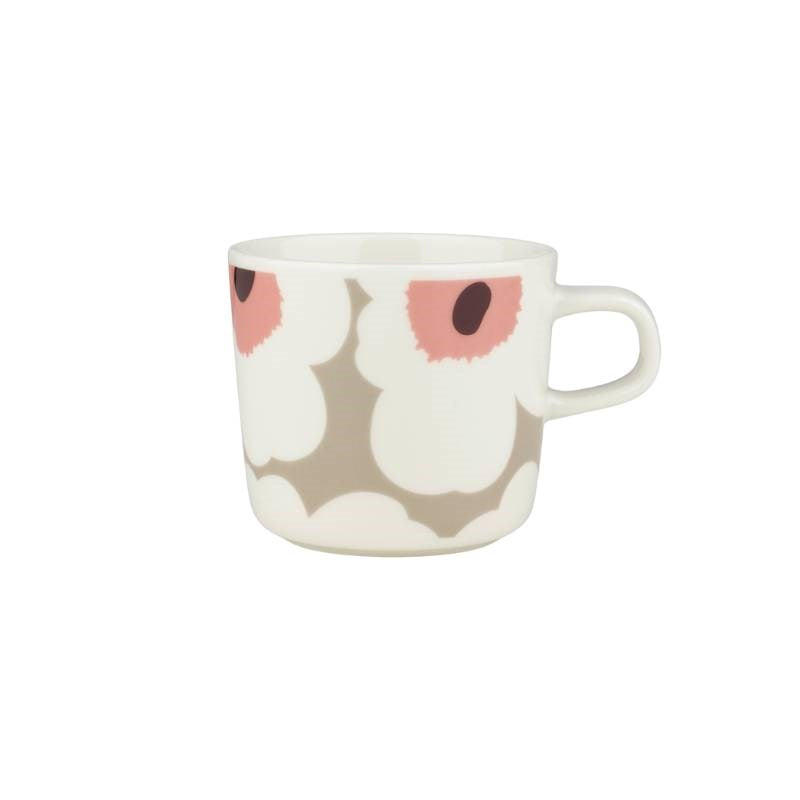 Oiva Unikko Coffee cup 200ml in white, clay, powder, dark wine