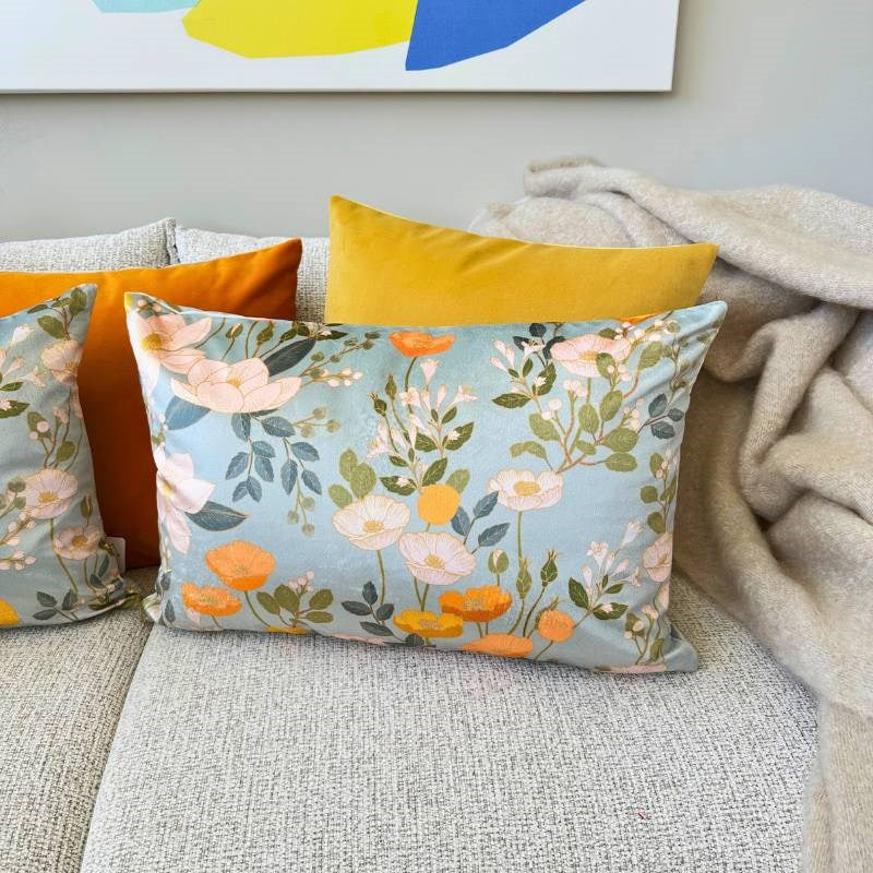 Botanical Cloisonne Velvet Cushion Cover 60x40cm