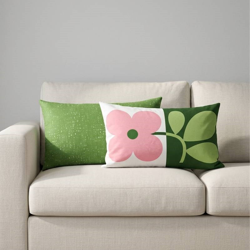 Floret Cushion Cover 60x40cm in bubblegum, basil