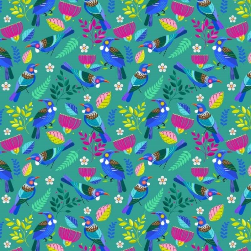 Summer Garden Tui Fabric in teal
