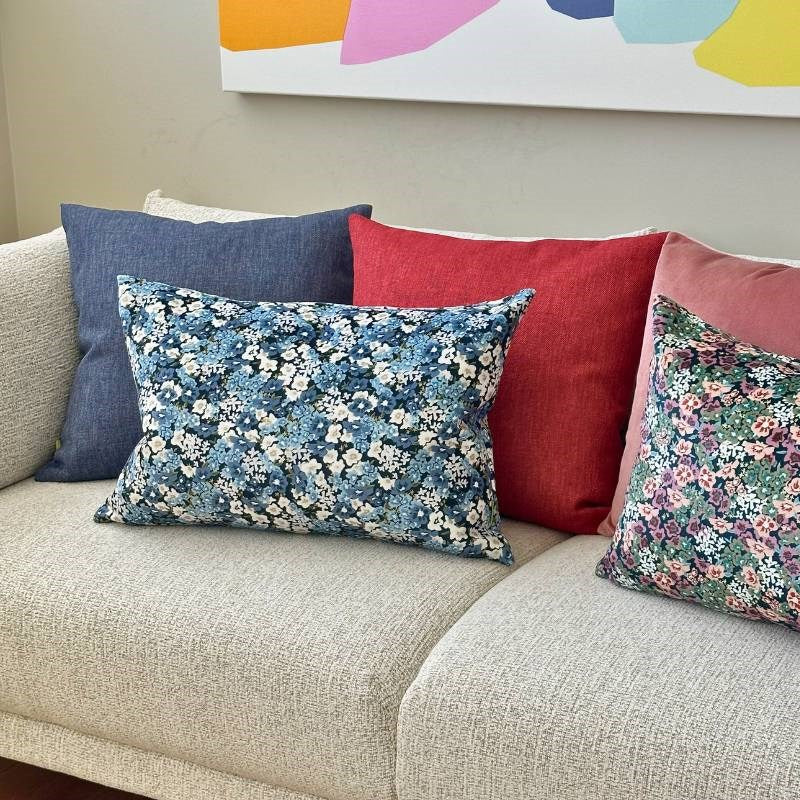 Bridgewater Velvet Cushion 60x40cm in azure