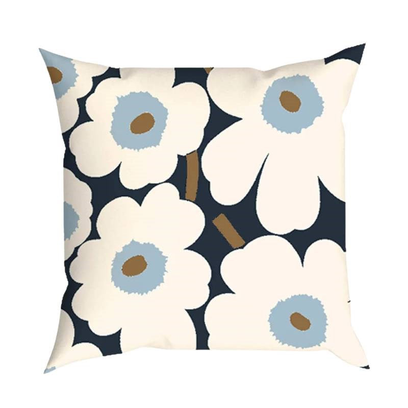 Pieni Unikko Cushion Cover 50cm in blueberry, white, cold blue