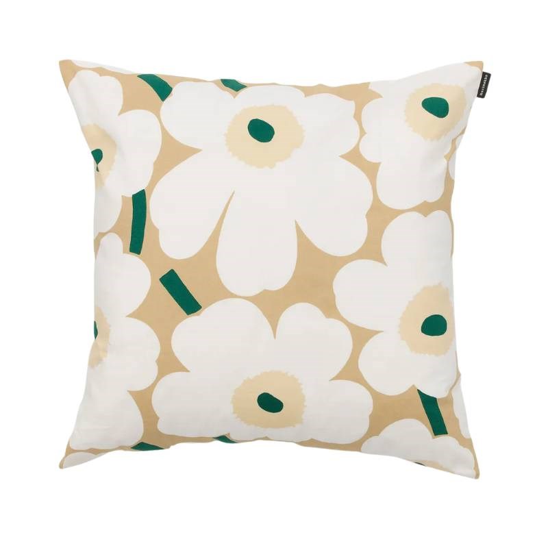 Pieni Unikko Cushion Cover 50cm in sand, white, hay, emerald