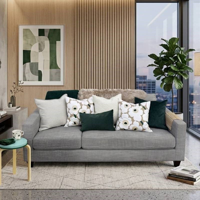 Pieni Unikko Cushion Cover 50cm in sand, white, hay, emerald