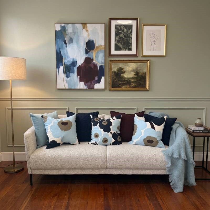 Unikko Cushion Cover 50cm in white, blueberry, cool blue, dark brown