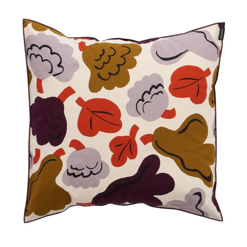 Pieni Kukasta kukkaan Cushion Cover 50cm in hay, plum, bronze, terracotta