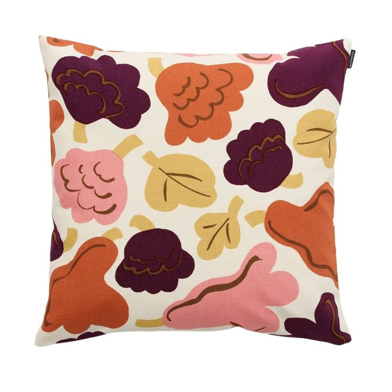 Pieni Kukasta kukkaan Cushion Cover 50cm in off white, plum, pink, terracotta