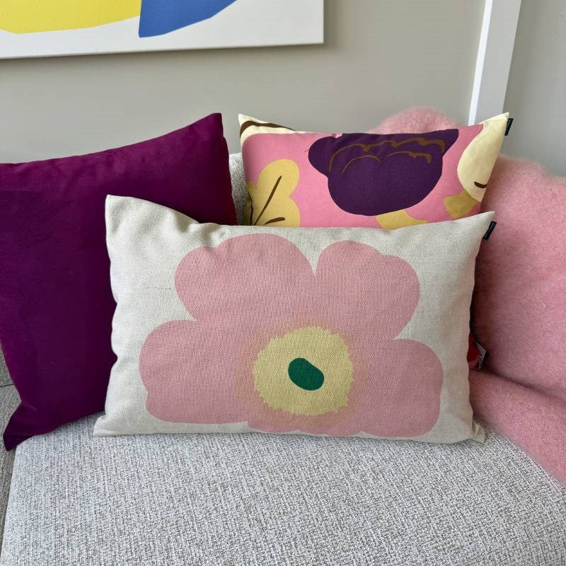 Unikko Cushion Cover 40x60cm in off white, pink, chestnut, light yellow