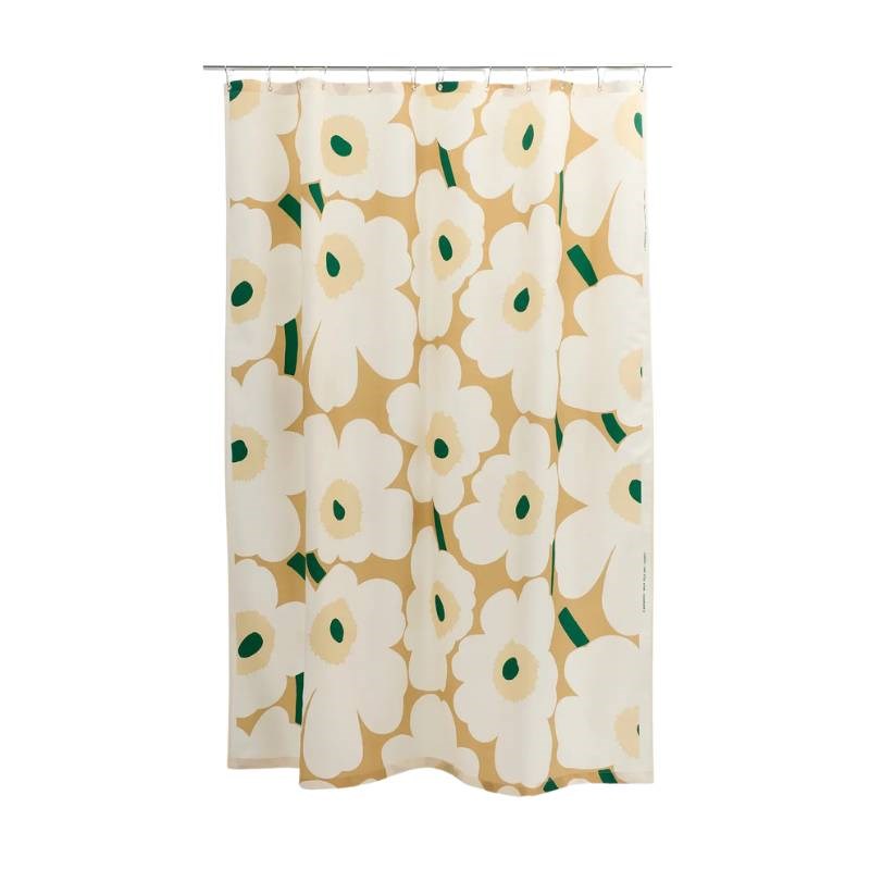 Unikko Shower Curtain 180x200 cm in sand, off white, hay, emerald