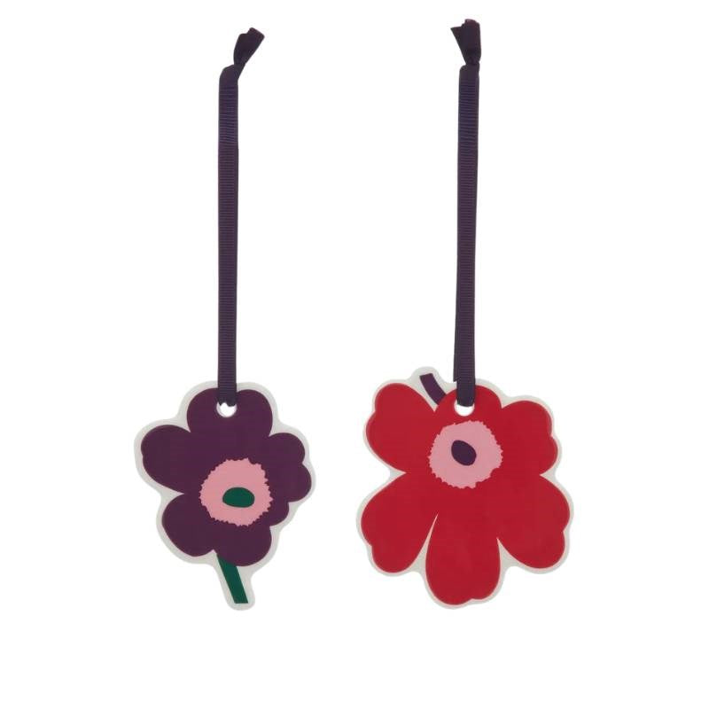 Unikko flat Ornament 2 pcs in cranberry, pink, plum