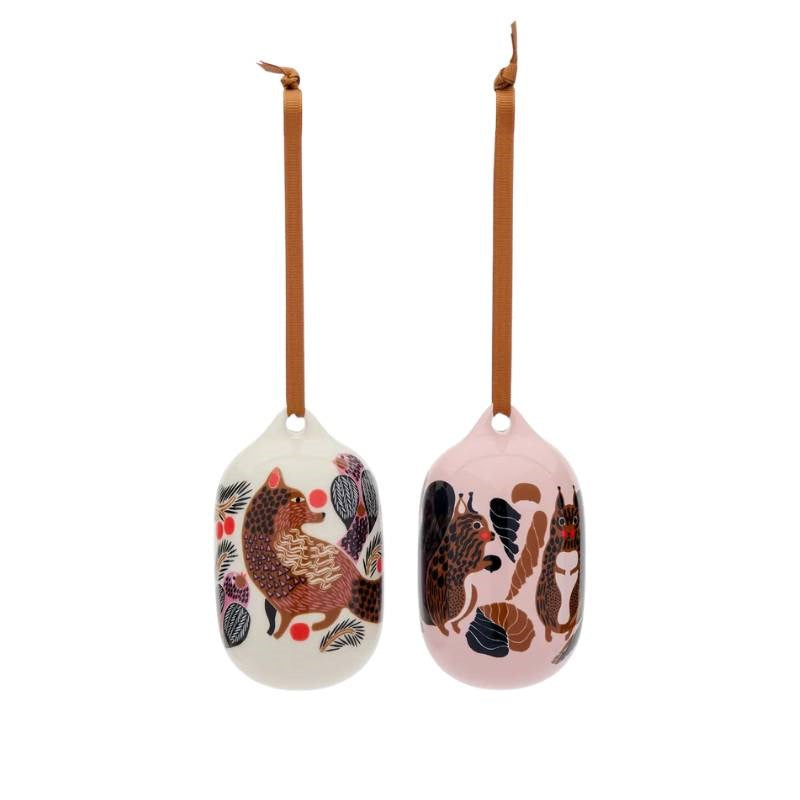 Kurre & Ketunmarja collectible Ornament 2 pcs in pink, white, multicolour