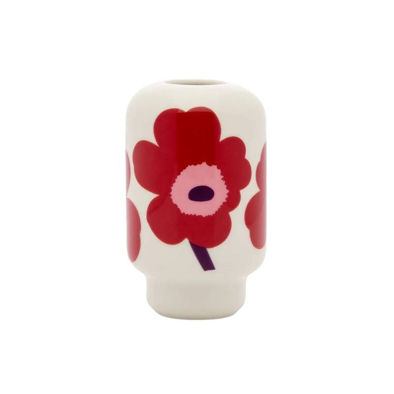 Unikko Ceramic vase in white, cranberry, pink, plum