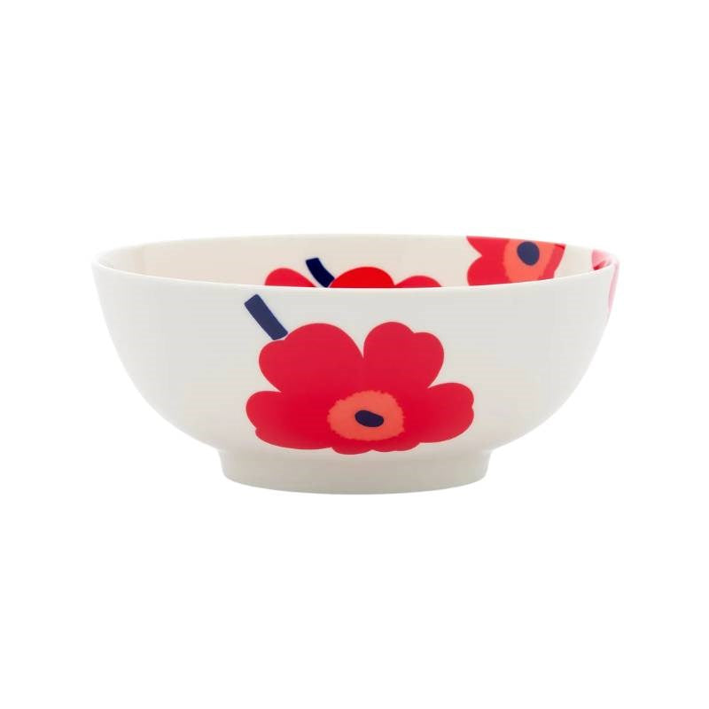 Oiva Unikko Bowl 1.3l in white, red, blue