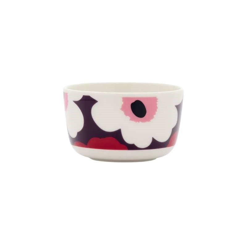 Oiva Unikko Bowl 250ml in white, plum, cranberry, pink