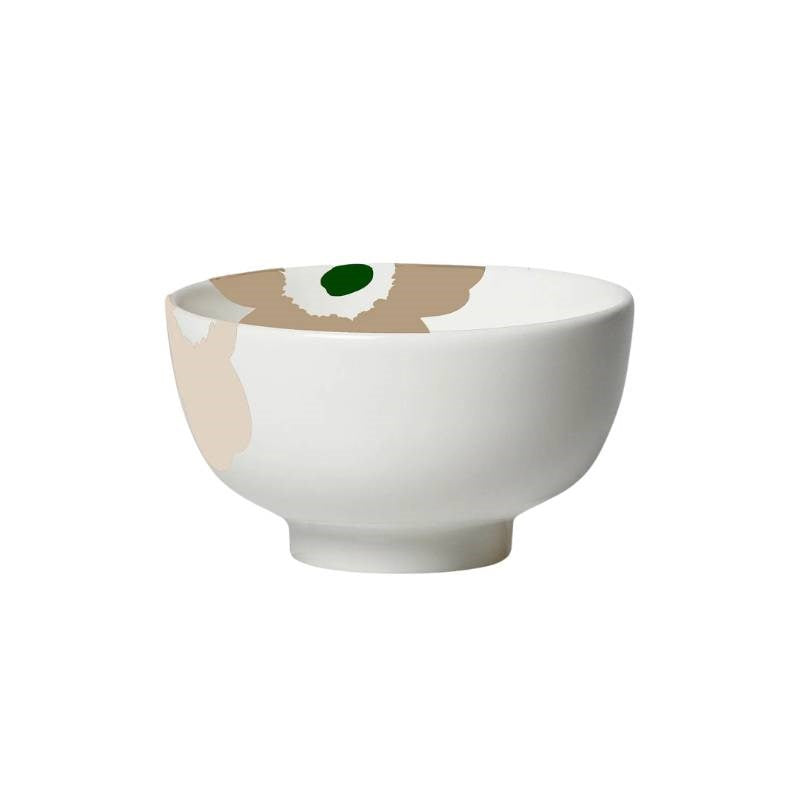 Oiva Unikko Bowl 300ml in beige, white, light sand, dark green