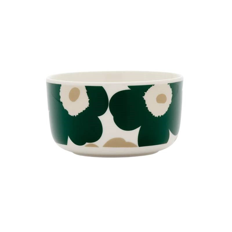 Oiva Unikko Bowl 500ml in white, dark green, beige, light sand