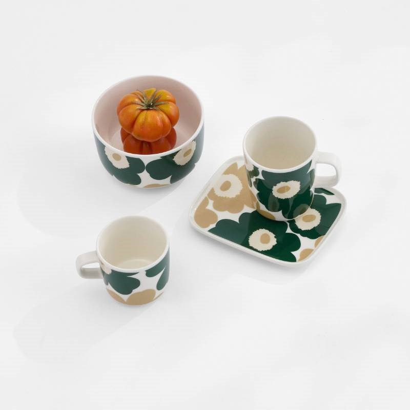 Oiva Unikko Bowl 500ml in white, dark green, beige, light sand
