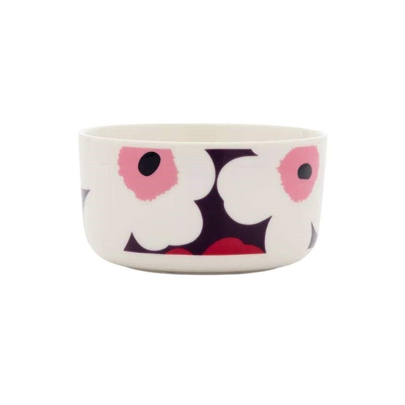 Oiva Unikko Bowl 500ml in white, plum, cranberry, pink